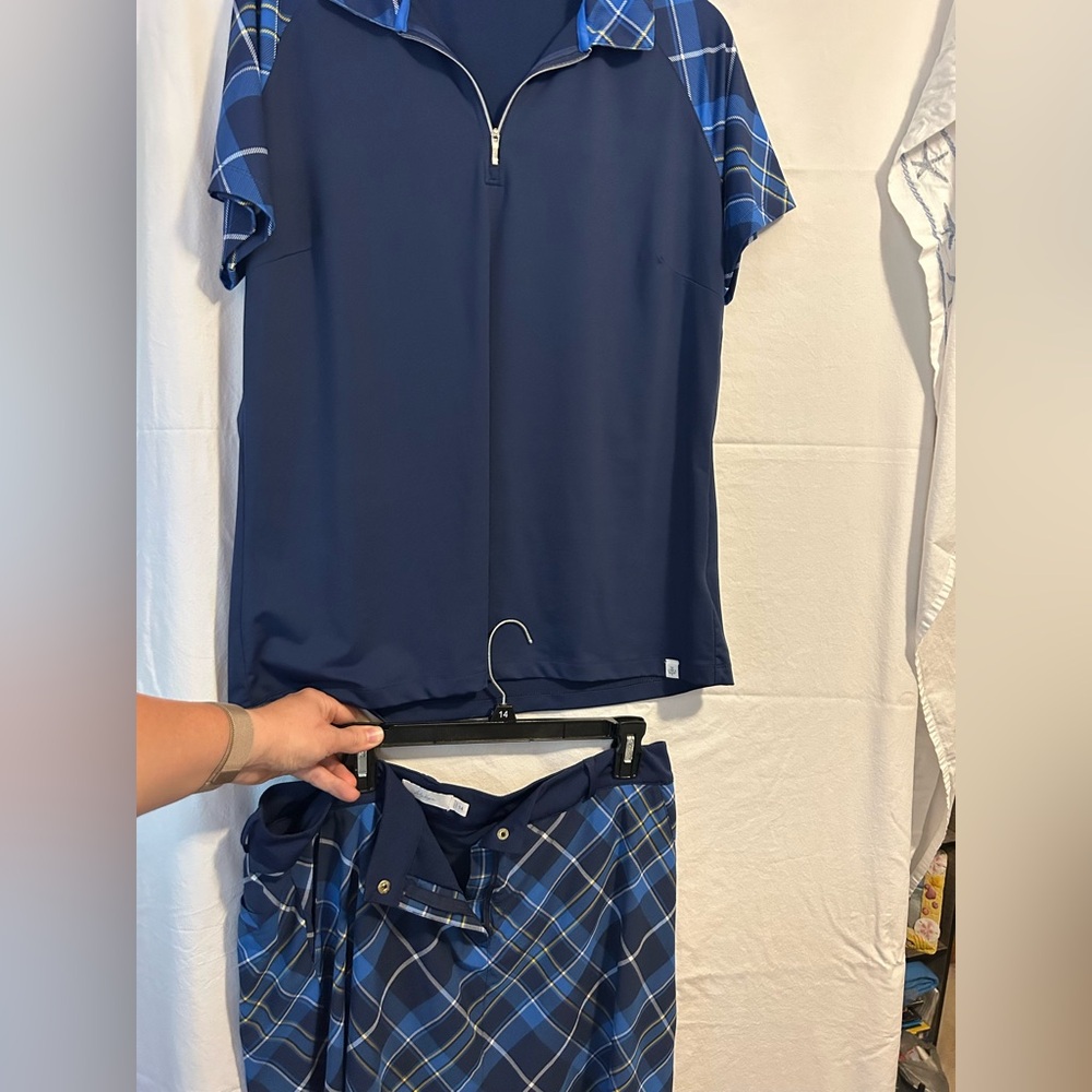 Lady Hagen Blue and White Plaid Golf Outfit